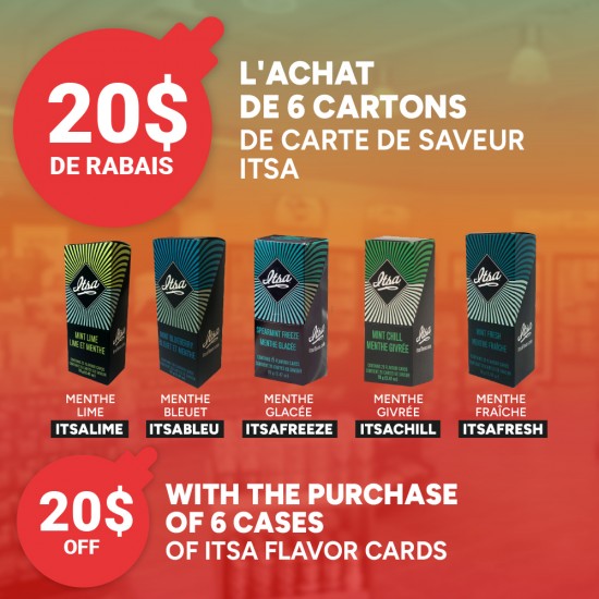 PROMOTION ITSA: 20$ DE RABAIS À L'ACHAT DE 6 CARTONS ITSA