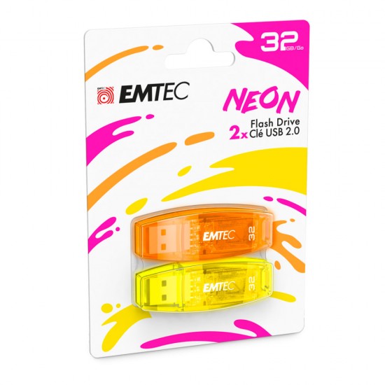 Emtec Clé USB 2.0 32GB Néon - Pack de 2