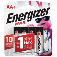 Energizer Piles Alcaline Max AA, 4-pq (AA-4 Card)