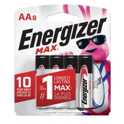 Energizer Piles Alcaline Max AA, 8-pq (AA-8 Card)