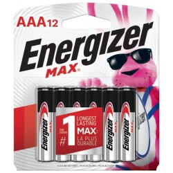 Energizer Piles Alcaline Max, AAA, 12-pq (AAA-12 Card)