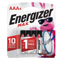 Energizer Piles Alcaline Max AAA, 4-pq (AAA-4 Card)