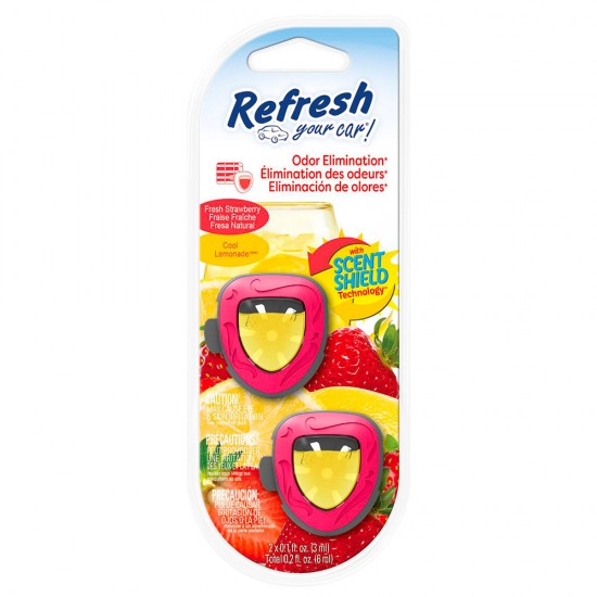 Refresh your car - 2 Mini diffuseurs - Fraise/Limonade (Carton de 4 paquets)