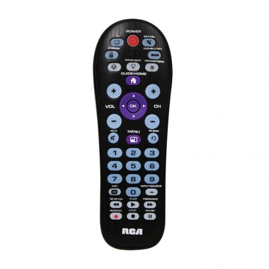 RCA Télécommande universelle noire Grands boutons pour 4 appareils - Clavier rétroéclairé