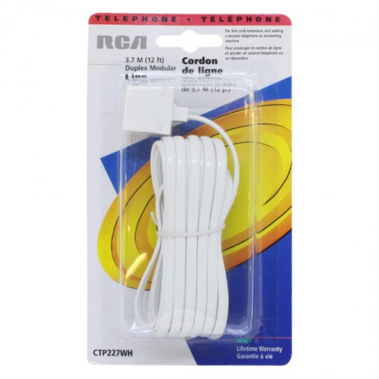 RCA 12 FT. DUPLEX MODULAR LINE CORD - WHITE