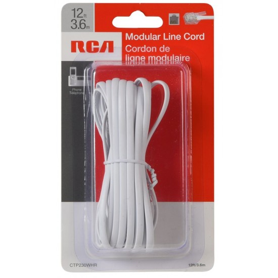 RCA 12 FT. MODULAR LINE CORD - WHITE