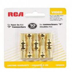 10 PACK OF TWIST-ON RG6 "F" CONNECTORS  10 PACK OF TWIST-ON RG6 "F" CONNECTORS