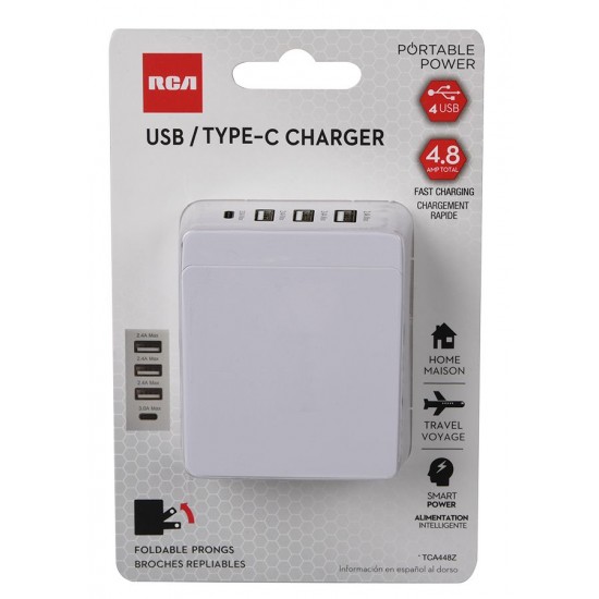 JENSEN 4.8A 4-PORT USB- C/A CHARGER