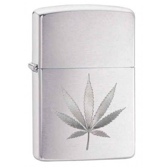 ZIPPO #29587 BRUSHED CHROME CANABIS ENGR