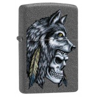 ZIPPO #29863 Wolf Skull Feather IRON STONE3