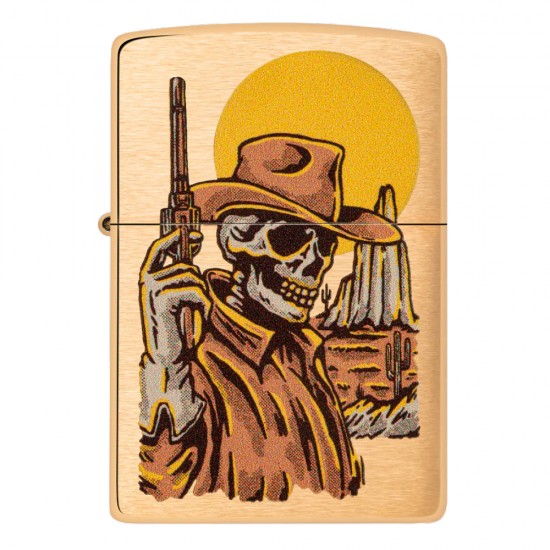 ZIPPO Wild West Sketelon Brushed Gold #48519