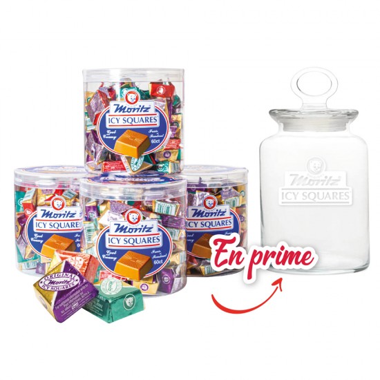 Promo: 4 Boîtes Chocolats MORITZ ICY SQUARES + JARRE GRATUITE