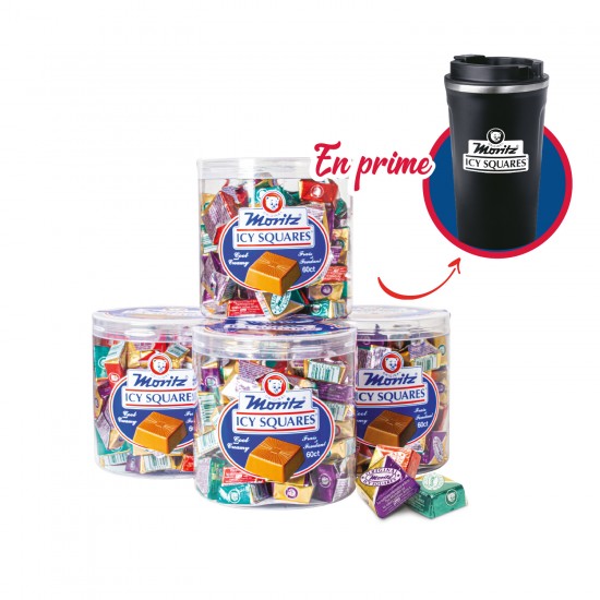 Promo: 4 Boîtes Chocolats MORITZ ICY SQUARES + 1 Tasse GRATUITE