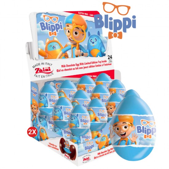 ZAINI Œufs Chocolat au lait /Jouet Surprise BLIPPI (2 présentoirs de 24)