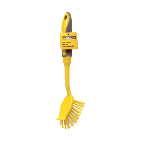 Brosse à vaisselle à manche Gris et Jaune avec grattoir 