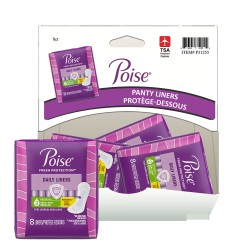 POISE Serviettes Protèges-dessous mince Léger/Régulier - 8 un.