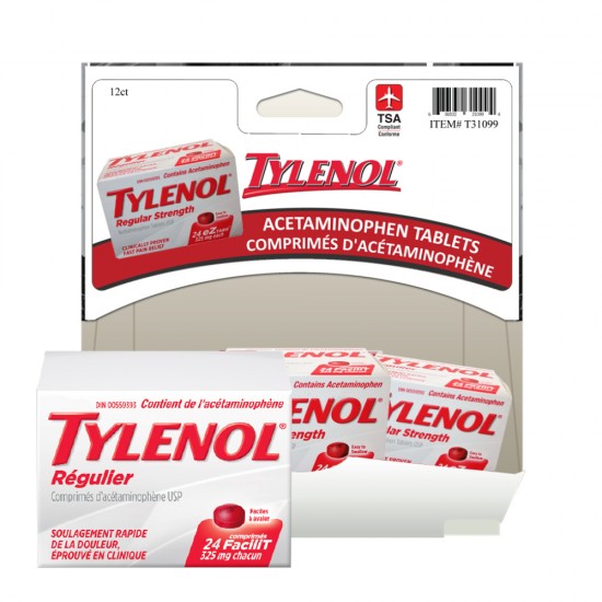 TYLENOL Acétaminophène Régulier FaciliT 325 mg - 24 co.