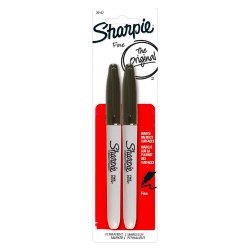 Sharpie - 2 Marqueurs Permanents Noir (Pointe Fine) Sharpie - 2 Marqueurs Permanents Noir (Pointe Fine)