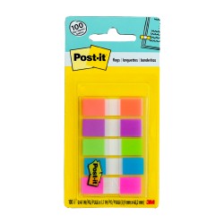 Post-it Languettes adhésives couleurs assorties 0,47" x 1,7",  100/pq Post-it Languettes adhésives couleurs assorties 0,47" x 1,7",  100/pq