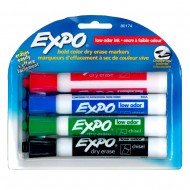 Expo - 4 marqueurs effaçables à sec (pointe biseautée) Couleurs Assorties
