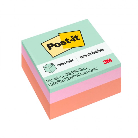 Post-it Notes cube 1 7/8" x 1 7/8 couleurs assorties, 400 feuilles/pq
