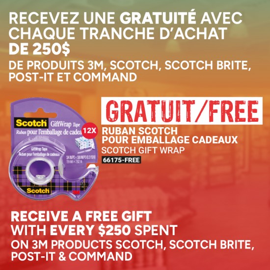 PROMOTION 3M: GRATUITÉ AVEC CHAQUE TRANCHE D'ACHAT DE 250$