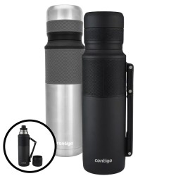 Contigo Bouteille Thermale en Acier Inoxydable - 40oz (Noir & Argent) Contigo Bouteille Thermale en Acier Inoxydable - 40oz (Noir & Argent)