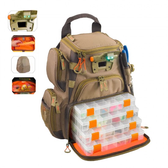 Wild River - Sac à dos Tackle Tek™  Recon - Compact avec LED + 4 PT3500 