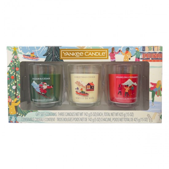 Coffret Yankee Trio Grandes Chandelles Parfumées - Fragrances des fêtes (3 × 142g)